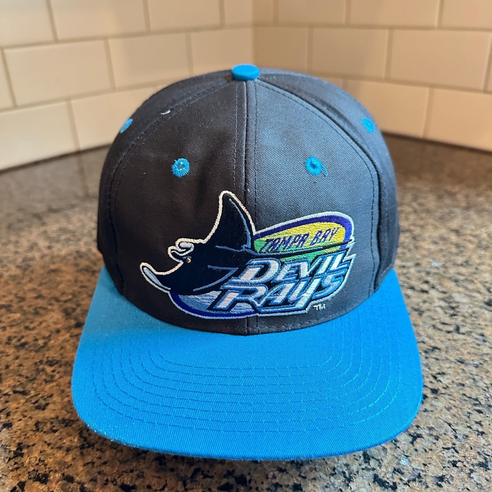 Vtg 90s Tampa Bay Devil Rays Logo 7 Snapback Hat MLB